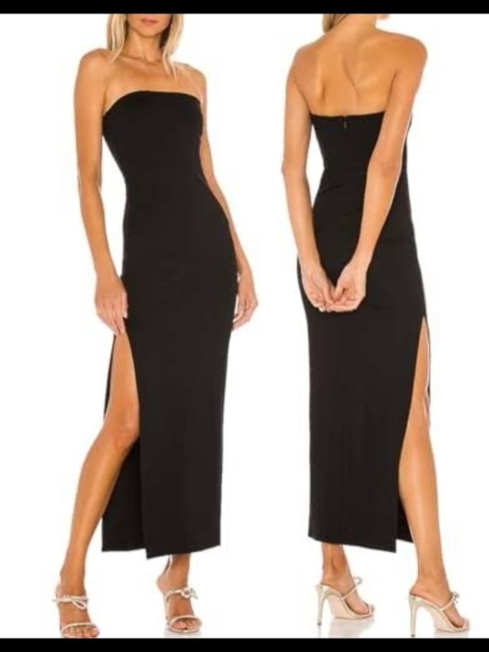 Strapless Black Maxi Dress with Side Slit - Elegant Evening Wear